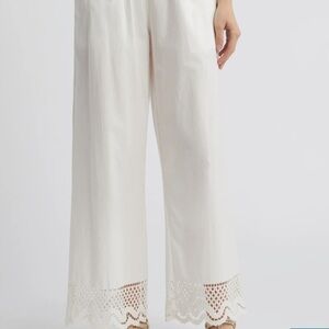 Rails Henrik Smock Waist Lace Trim Cotton Wide Leg Pants XS